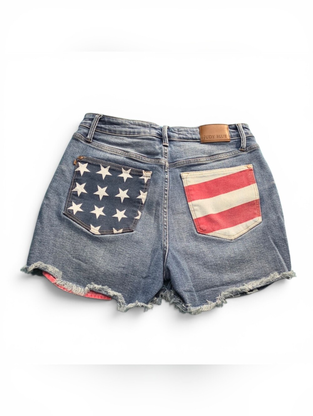 Judy Blue Women’s Distressed Denim Shorts with Flag Pocket Detail - Blue - Picture 3 of 13